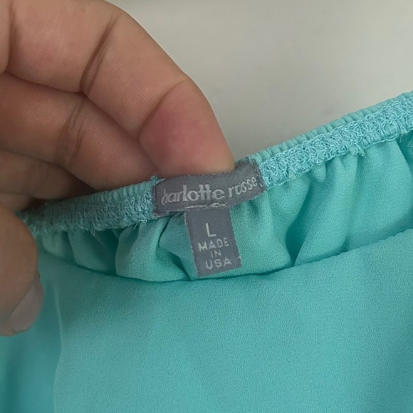 🦋 Charlotte Russe Teal Crop Top Cut Out Tie Back Summer Casual Y2K Lightweight - Picture 4 of 6
